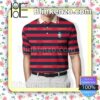 Gucci Donald Duck Horizontal Black And Red Stripes Embroidered Polo Shirts