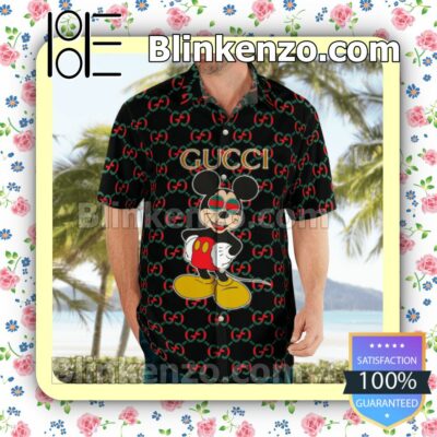 Gucci GG Mickey Mouse Luxury Beach Shirts, Swim Trunks a