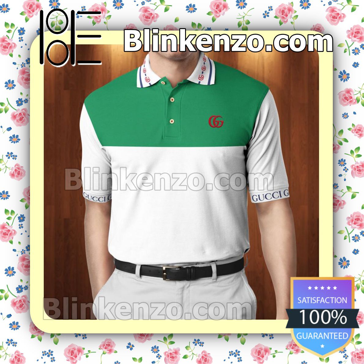 Gucci Green Mix White Embroidered Polo Shirts