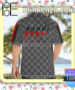 Gucci Grey Monogram With Vertical Color Stripes Luxury Beach Shirts, Swim Trunks a