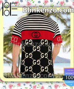 Gucci Horizontal Stripes Black Mix Red Luxury Beach Shirts, Swim Trunks b