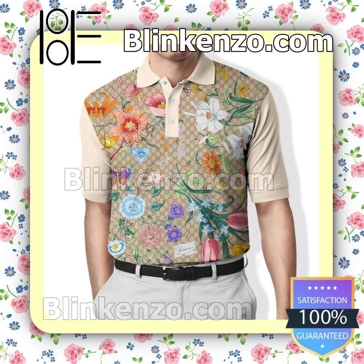 Gucci Luxury Flower Embroidered Polo Shirts