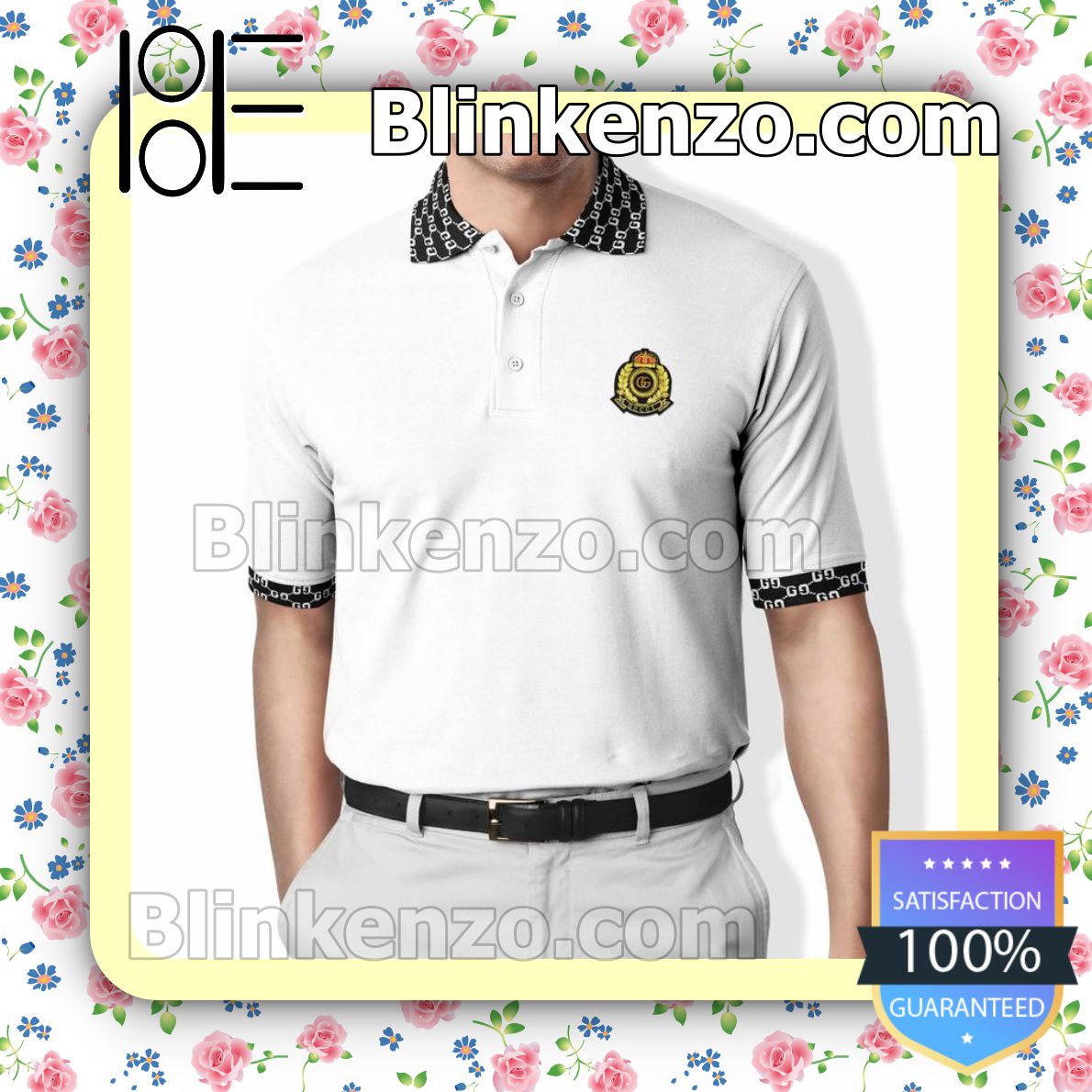 Gucci Luxury White Embroidered Polo Shirts