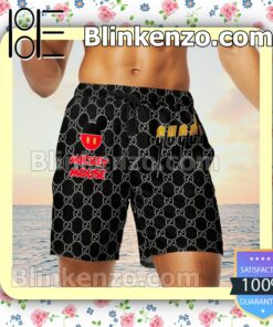 Gucci Mickey Mouse Black Monogram Luxury Beach Shirts, Swim Trunks c