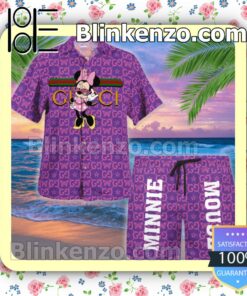 Gucci Minnie Mouse Butterfly Purple Luxury Beach Shirts, Swim Trunks