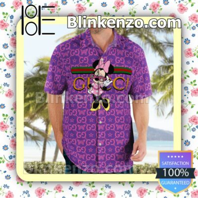 Gucci Minnie Mouse Butterfly Purple Luxury Beach Shirts, Swim Trunks a
