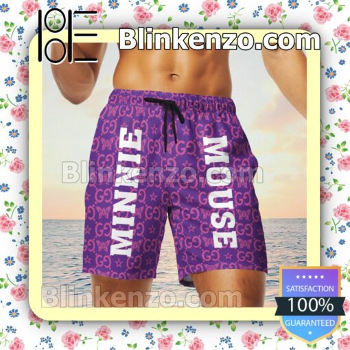 Gucci Minnie Mouse Butterfly Purple Luxury Beach Shirts, Swim Trunks c