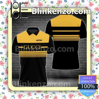 Gucci Mix Black And Yellow Embroidered Polo Shirts