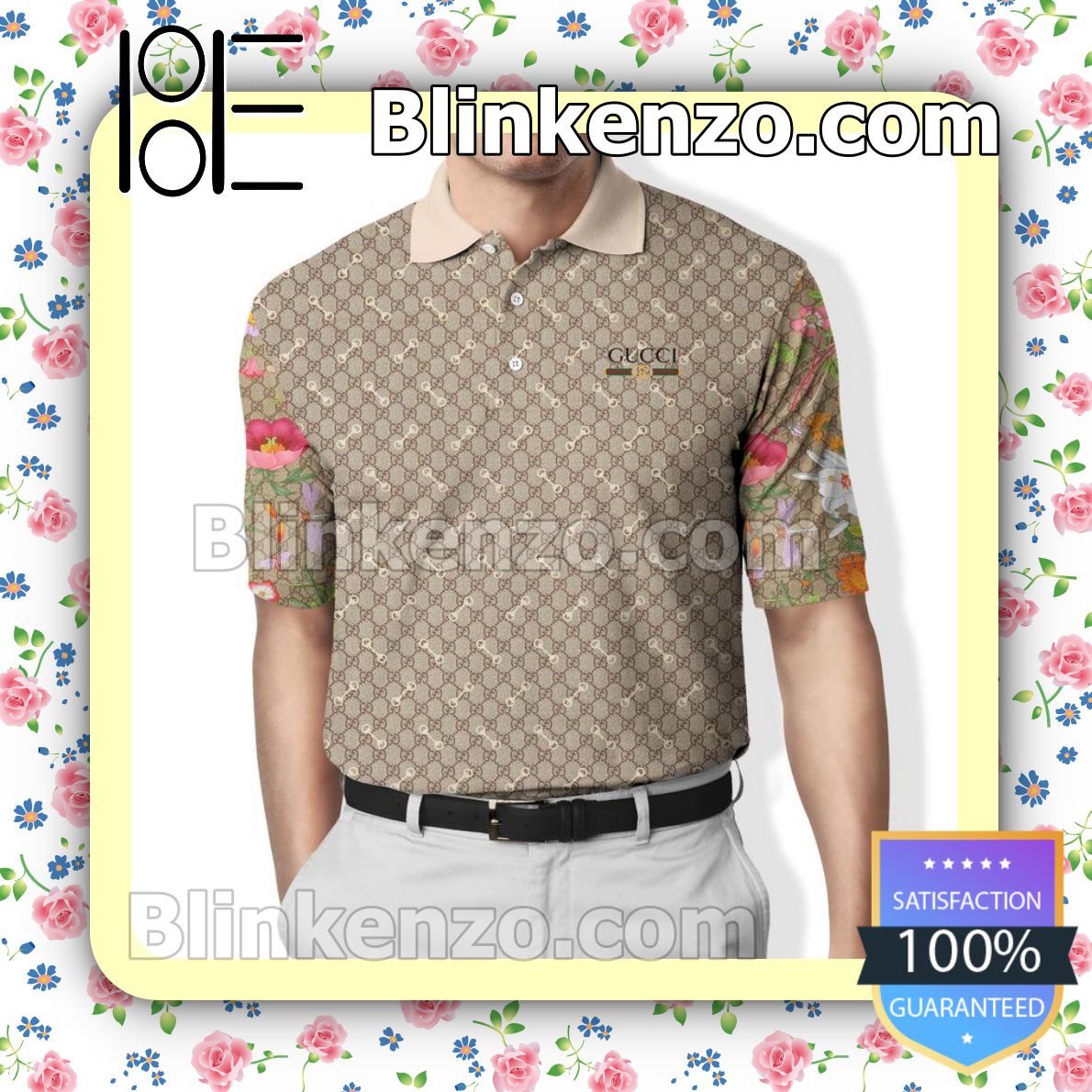 Gucci Monogram Floral Embroidered Polo Shirts