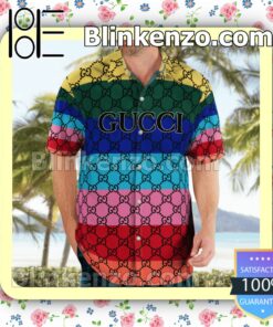 Gucci Monogram Multicolor Horizontal Stripes Luxury Beach Shirts, Swim Trunks a