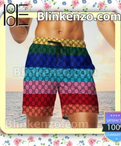 Gucci Monogram Multicolor Horizontal Stripes Luxury Beach Shirts, Swim Trunks c