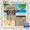 Gucci Monogram With Black And Red Stripes Luxury Beach Shirts, Swim Trunks