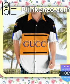 Gucci Orange Black And White Stripes Luxury Beach Shirts, Swim Trunks a