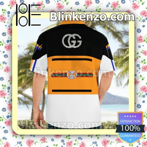 Gucci Orange Black And White Stripes Luxury Beach Shirts, Swim Trunks b
