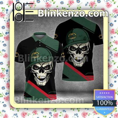 Gucci Skull Wearing Hat Embroidered Polo Shirts