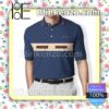 Gucci Stripe Logo Blue Monogram Embroidered Polo Shirts
