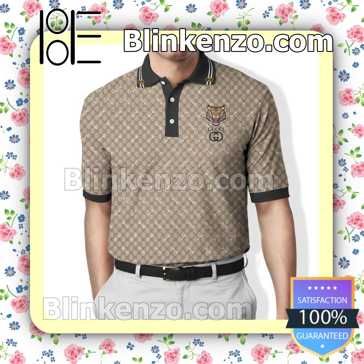 Gucci Tiger Embroidered Polo Shirts
