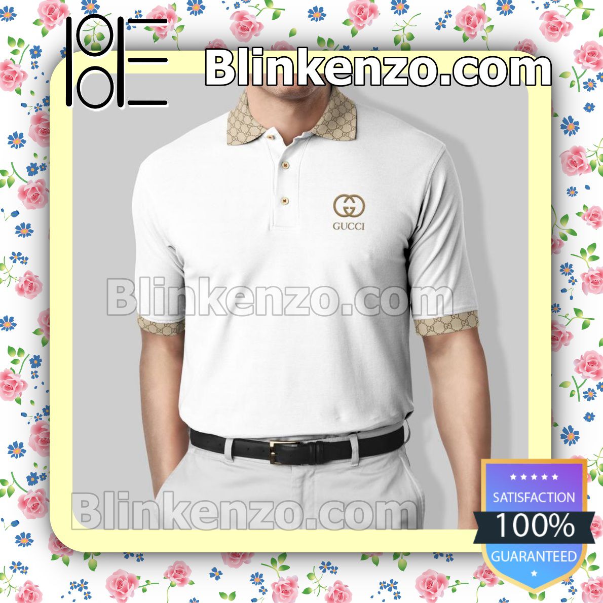 Gucci White With Highlight Embroidered Polo Shirts