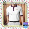 Gucci White With Navy And Red Stripes Embroidered Polo Shirts