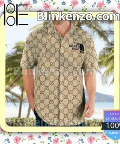 Gucci With The North Face Gucci Logo Beige Luxury Beach Shirts, Swim Trunks a