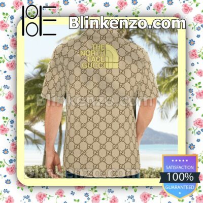 Gucci With The North Face Gucci Logo Beige Luxury Beach Shirts, Swim Trunks b