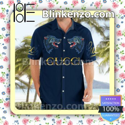 Gucci Wofl Navy Luxury Beach Shirts, Swim Trunks a