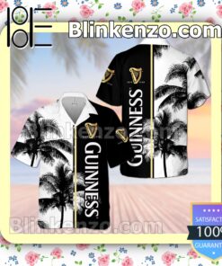 Guinness Beer Palm Tree Black White Summer Hawaiian Shirt