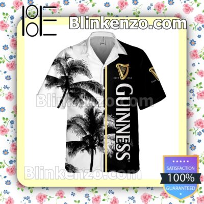 Guinness Beer Palm Tree Black White Summer Hawaiian Shirt a