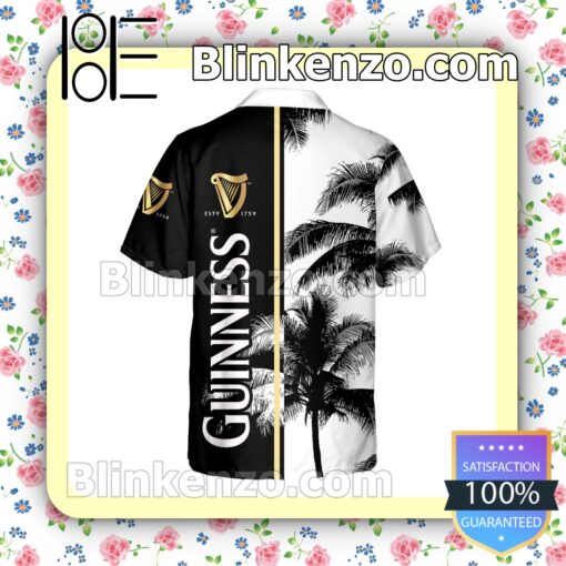 Guinness Beer Palm Tree Black White Summer Hawaiian Shirt b