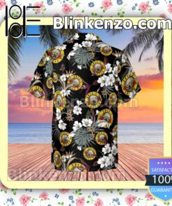 Guns N' Roses Rock Band Tropical Forest Black Summer Hawaiian Shirt, Mens Shorts a