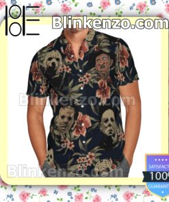 Halloween Horror Movies Floral Pattern Summer Hawaiian Shirt a