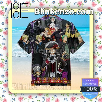 Halloween In Tokyo One Piece Tower Summer Hawaiian Shirt, Mens Shorts