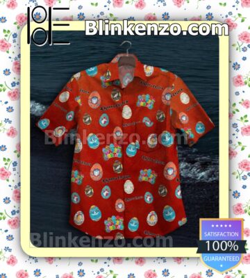 Happy Easter Eggs Print Red Summer Shirts