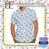 Happy Stitch Pattern Disney Cartoon Graphics Light Blue Summer Hawaiian Shirt, Mens Shorts