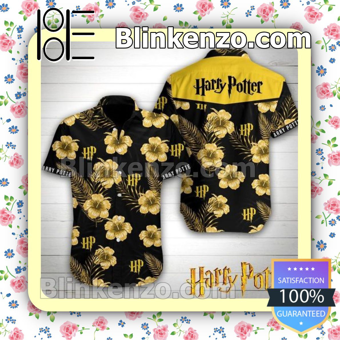 US Shop Harry Potter Yellow Hibiscus Black Summer Shirts
