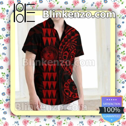 Hawaii Coat Of Arms Red Summer Shirts