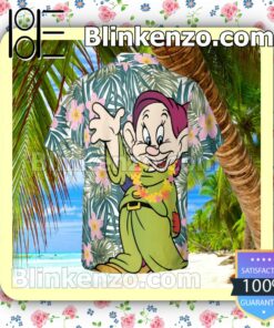 Hawaii Dopey Dwarf Snow White Disney Palm Leaves Summer Hawaiian Shirt, Mens Shorts a