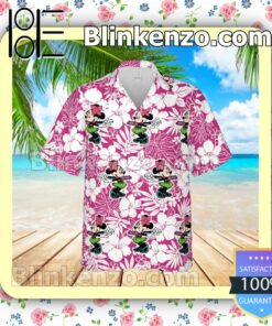 Hawaii Minnie Mouse Disney Cartoon Graphics Floral Pattern Pink Summer Hawaiian Shirt, Mens Shorts