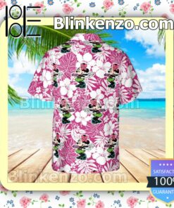 Hawaii Minnie Mouse Disney Cartoon Graphics Floral Pattern Pink Summer Hawaiian Shirt, Mens Shorts a