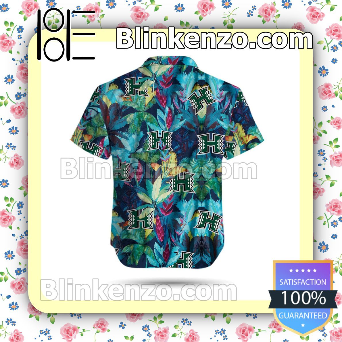 Awesome Hawaii Rainbow Warriors Floral Tropical Mens Shirt, Swim Trunk