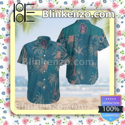 Hawaiian Island Creations Blue Summer Hawaiian Shirt, Mens Shorts