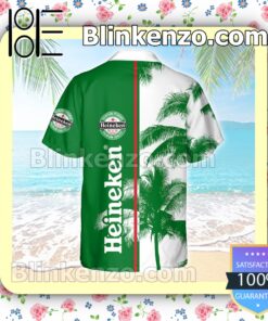 Heineken Palm Tree White Green Summer Hawaiian Shirt b