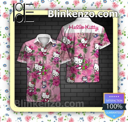 Hello Kitty Hibiscus Flower Tropical Pink Summer Shirts