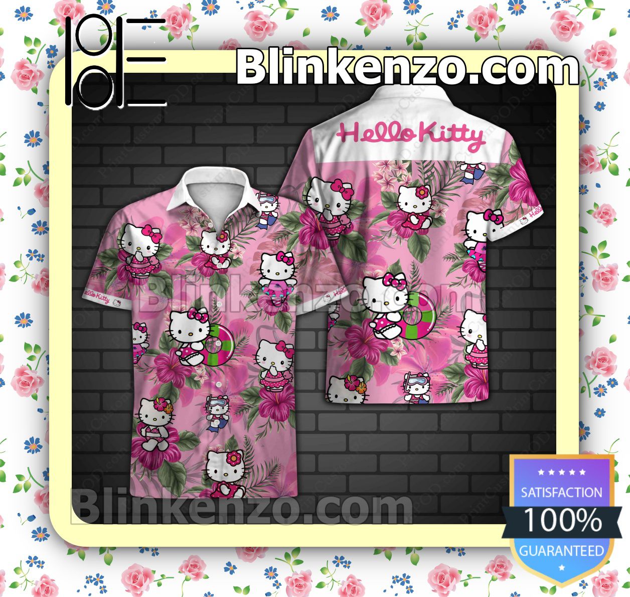 Rating Hello Kitty Hibiscus Flower Tropical Pink Summer Shirts
