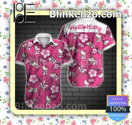 Hello Kitty Tropical Floral Pink Summer Shirts