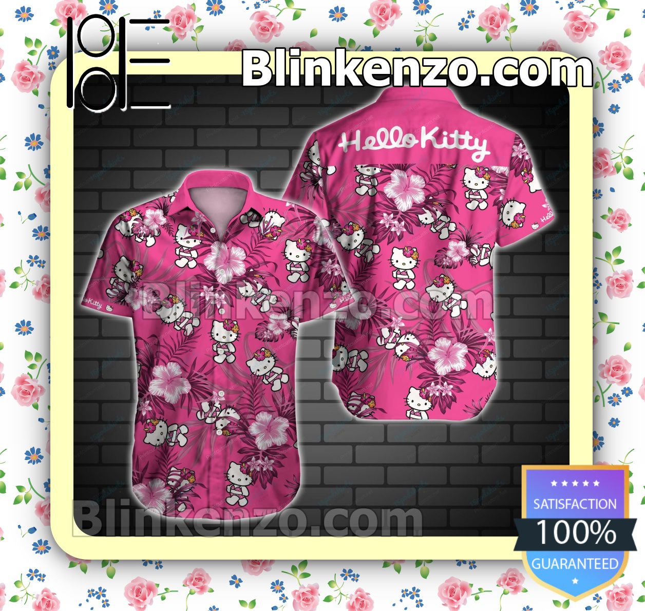 Hello Kitty Tropical Pattern Pink Summer Shirts