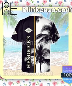 Hendrick's Gin Palm Tree Black White Summer Hawaiian Shirt b