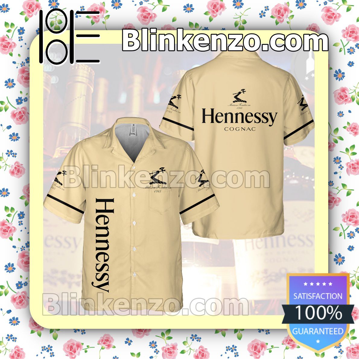 Hennessy Cognac Summer Hawaiian Shirt, Mens Shorts