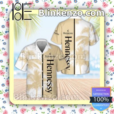 Hennessy Palm Tree White Yellow Summer Hawaiian Shirt