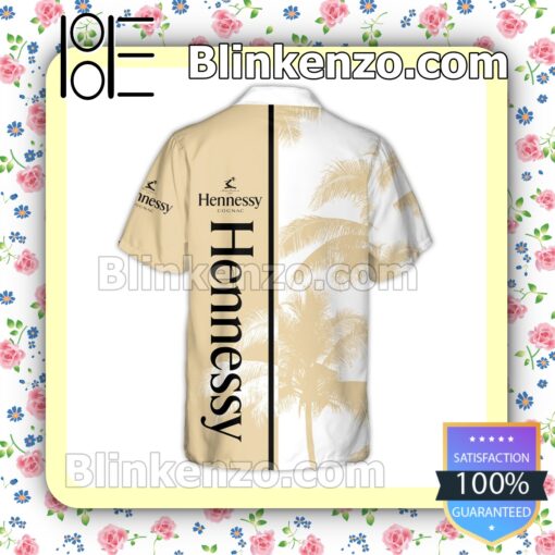 Hennessy Palm Tree White Yellow Summer Hawaiian Shirt b